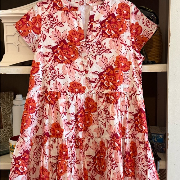 Jude Connally Maddie dress painted blooms red Large L nwt - Picture 5 of 7